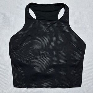 Lululemon Invigorate Training Tank Top Size 8 Foil Black Stretch Wicking Cropped
